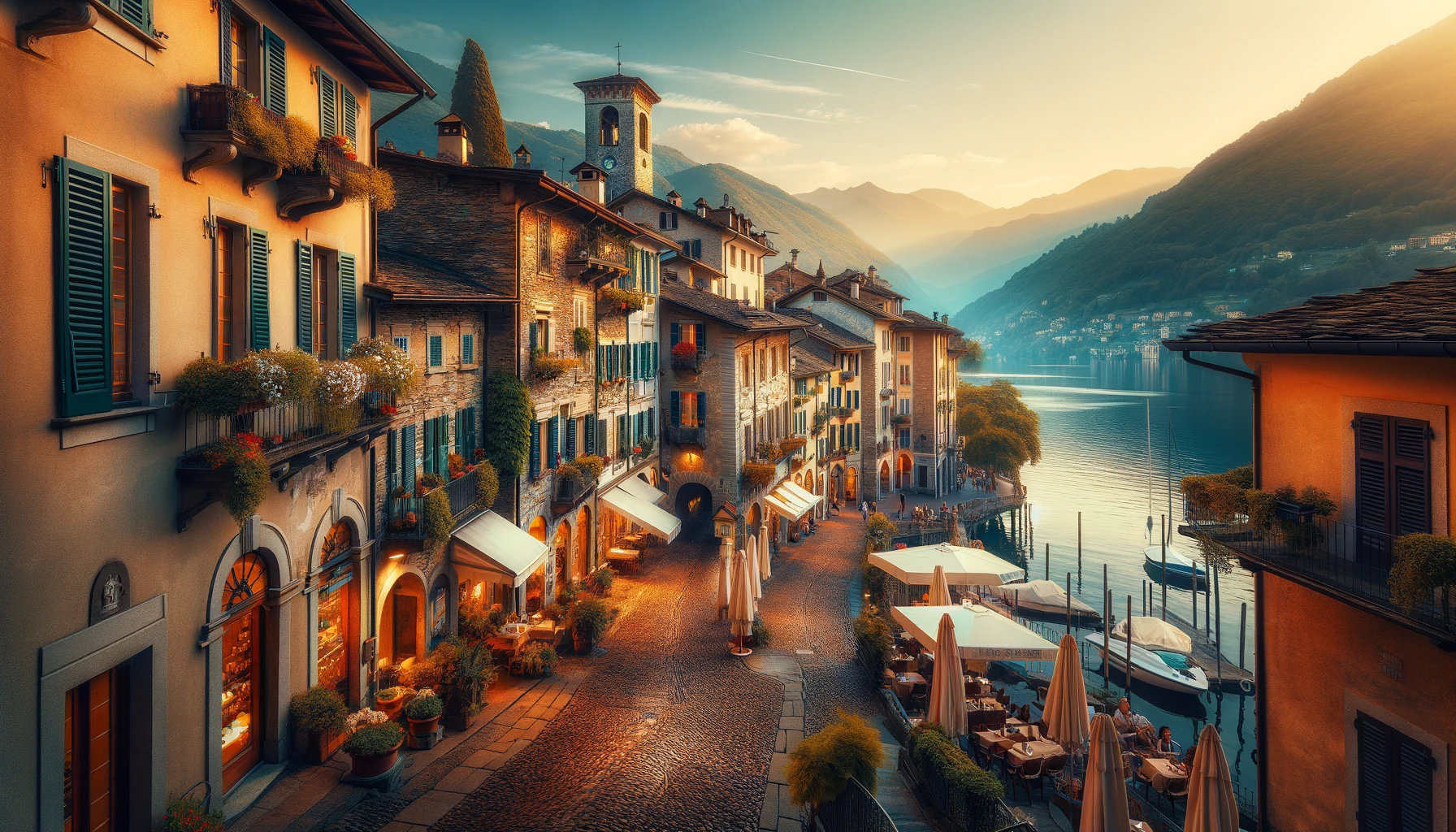 showcasing the old town of Cannobio, located on the shores of Lago Maggiore in Italy.a view of the lake in the background, highlighting the town's picturesque setting against the backdrop of the tranquil waters of Lago Maggiore.